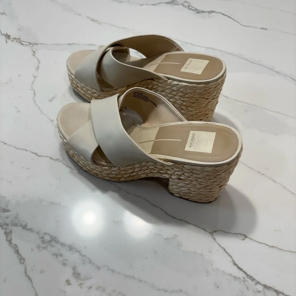 Neutral Espadrille Wedge Slide Sandals - Beige